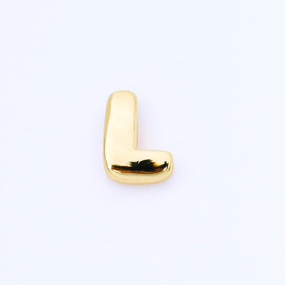 24K Gold Filled 20mm Personalized Cord Chubby Bubble Initial Letter Alphabet Bead | AF105 - AF117