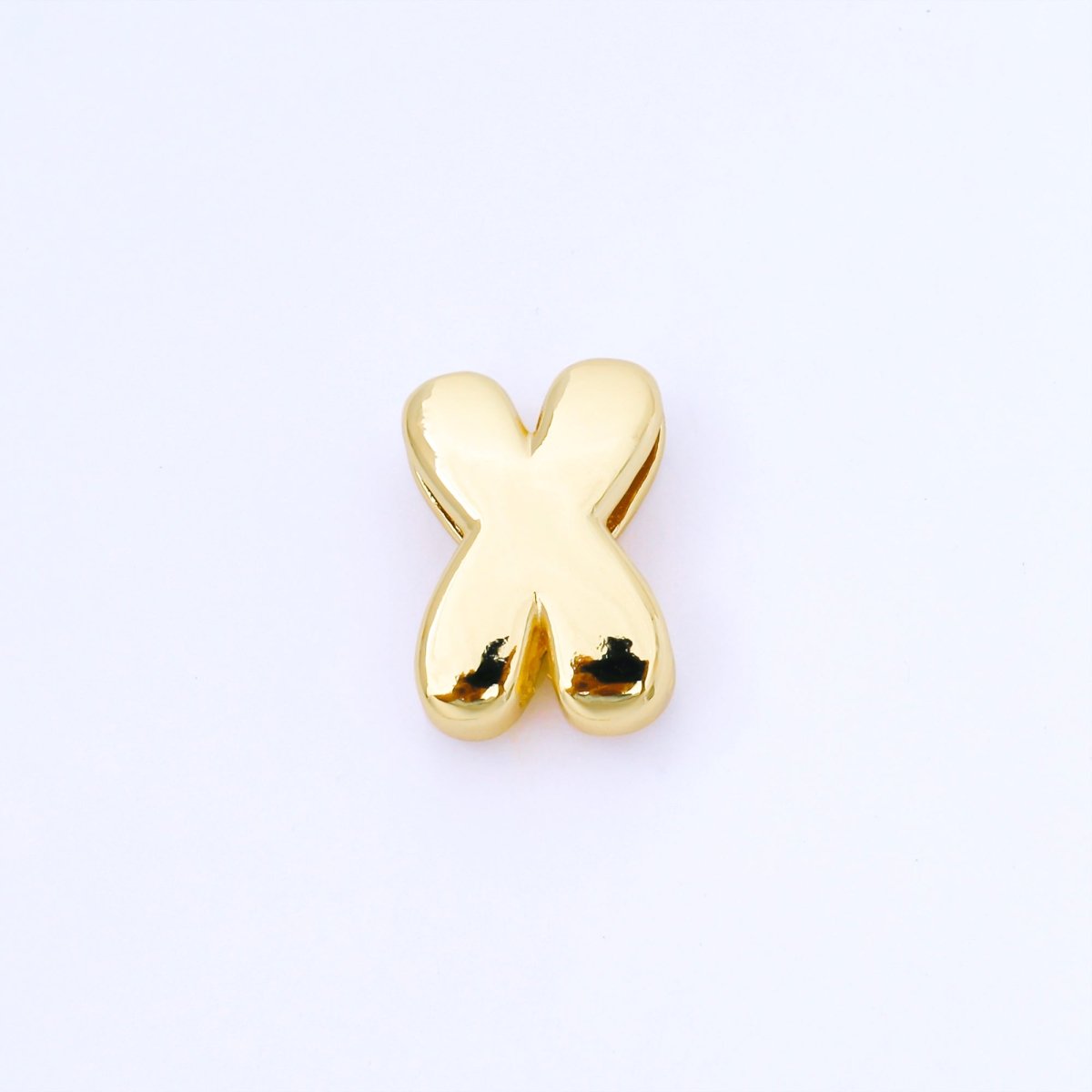 24K Gold Filled 20mm Personalized Cord Chubby Bubble Initial Letter Alphabet Bead | AF105 - AF117