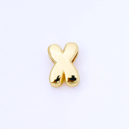 24K Gold Filled 20mm Personalized Cord Chubby Bubble Initial Letter Alphabet Bead | AF105 - AF117