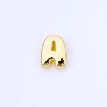 24K Gold Filled 20mm Personalized Cord Chubby Bubble Initial Letter Alphabet Bead | AF105 - AF117