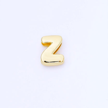 24K Gold Filled 20mm Personalized Cord Chubby Bubble Initial Letter Alphabet Bead | AF105 - AF117