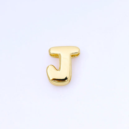 24K Gold Filled 20mm Personalized Cord Chubby Bubble Initial Letter Alphabet Bead | AF105 - AF117