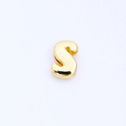 24K Gold Filled 20mm Personalized Cord Chubby Bubble Initial Letter Alphabet Bead | AF105 - AF117