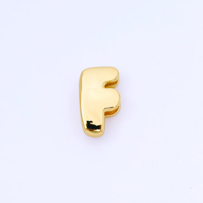24K Gold Filled 20mm Personalized Cord Chubby Bubble Initial Letter Alphabet Bead | AF105 - AF117
