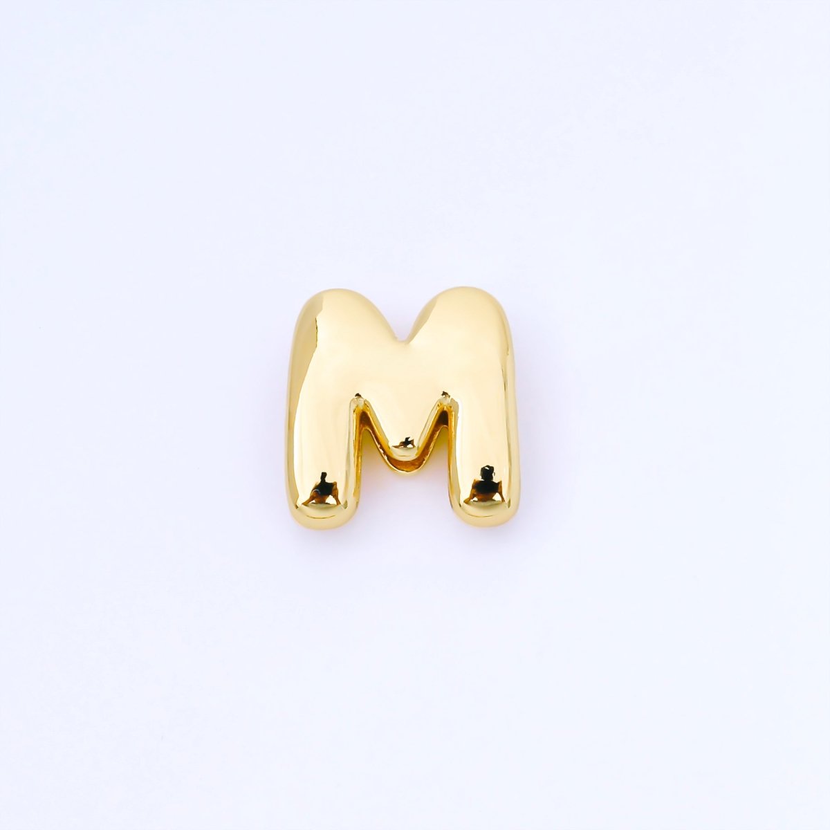 24K Gold Filled 20mm Personalized Cord Chubby Bubble Initial Letter Alphabet Bead | AF105 - AF117