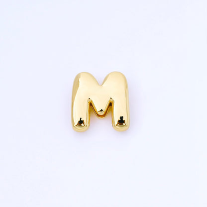 24K Gold Filled 20mm Personalized Cord Chubby Bubble Initial Letter Alphabet Bead | AF105 - AF117