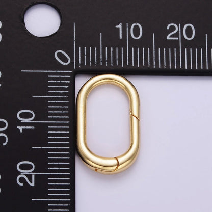 24K Gold Filled 20mm Minimalist Rectangular Oblong Hinge Push Spring Gate Findings in Gold &amp; Silver | Z803
