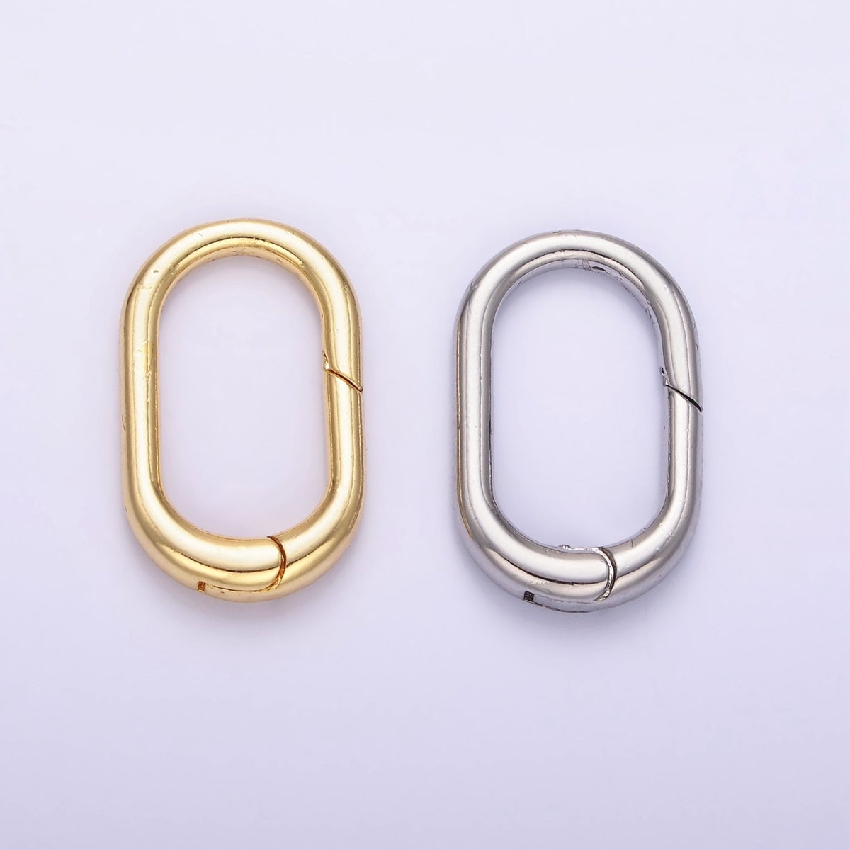 24K Gold Filled 20mm Minimalist Rectangular Oblong Hinge Push Spring Gate Findings in Gold &amp; Silver | Z803