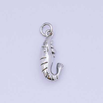 24K Gold Filled 20mm Shrimp Animal Charm in Gold &amp; Silver | AJ-484