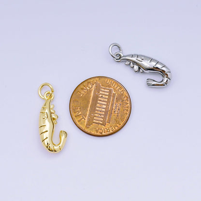 24K Gold Filled 20mm Shrimp Animal Charm in Gold &amp; Silver | AJ-484