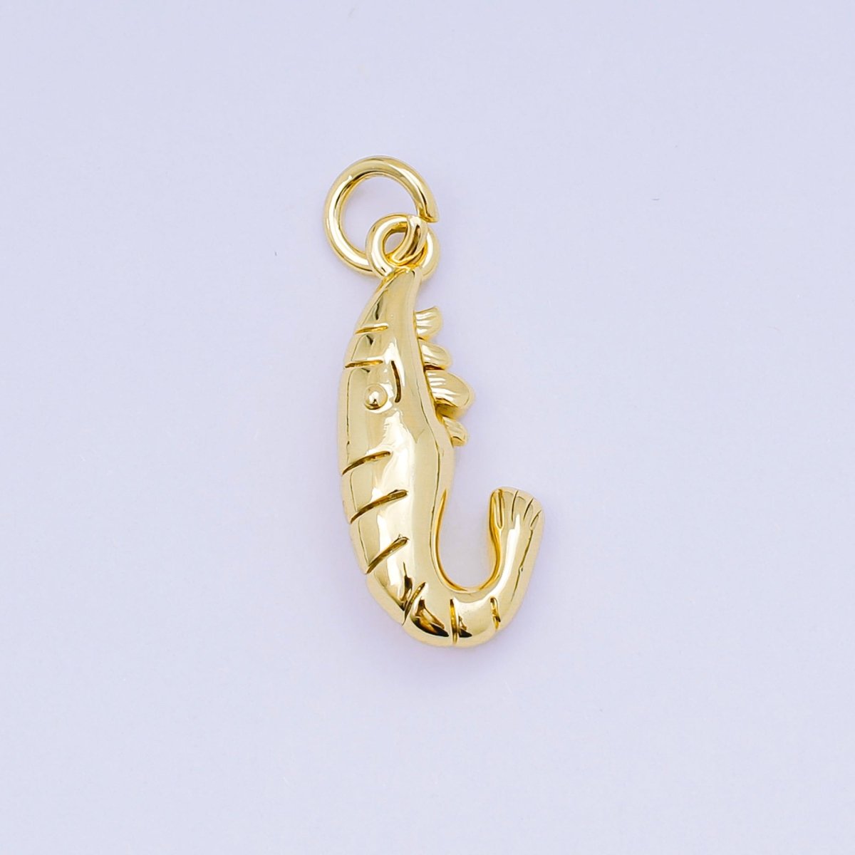 24K Gold Filled 20mm Shrimp Animal Charm in Gold &amp; Silver | AJ-484