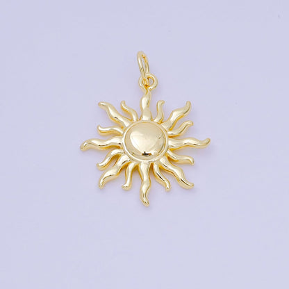 24K Gold Filled 20mm Minimalist Summer Celestial Sun Ray Charm | D095