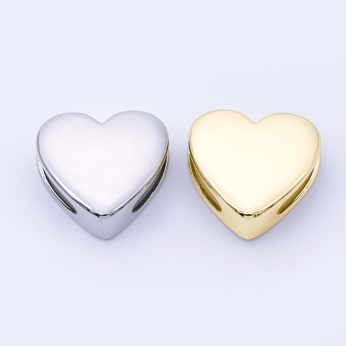 24K Gold Filled 21.5mm Minimalist Heart Spacer Cord Bead in Gold &amp; Silver | B863