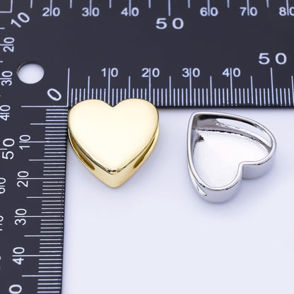 24K Gold Filled 21.5mm Minimalist Heart Spacer Cord Bead in Gold &amp; Silver | B863