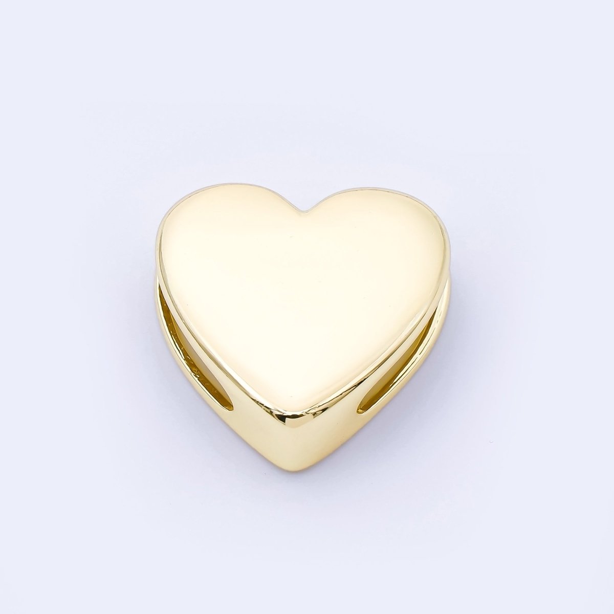 24K Gold Filled 21.5mm Minimalist Heart Spacer Cord Bead in Gold &amp; Silver | B863
