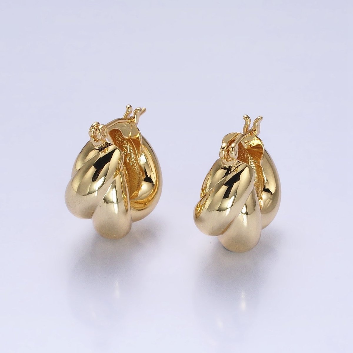 24K Gold Filled 21mm Dome Croissant Latch Earrings in Silver &amp; Gold | AB-1429 AB-1432