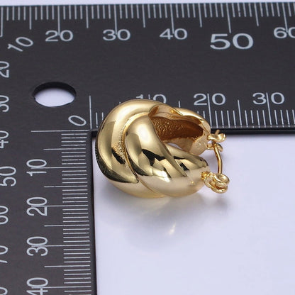 24K Gold Filled 21mm Dome Croissant Latch Earrings in Silver &amp; Gold | AB-1429 AB-1432