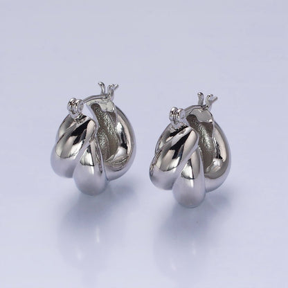 24K Gold Filled 21mm Dome Croissant Latch Earrings in Silver &amp; Gold | AB-1429 AB-1432
