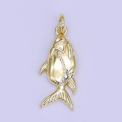 24K Gold Filled 21mm Minimalist Fish Charm | AF526