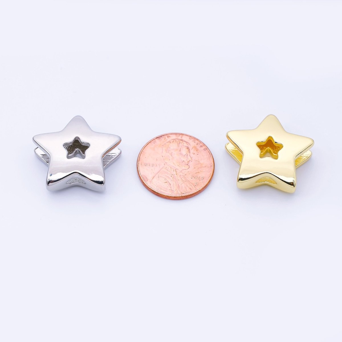 24K Gold Filled 21mm Minimalist Open Celestial Star Bead in Gold &amp; Silver | B854