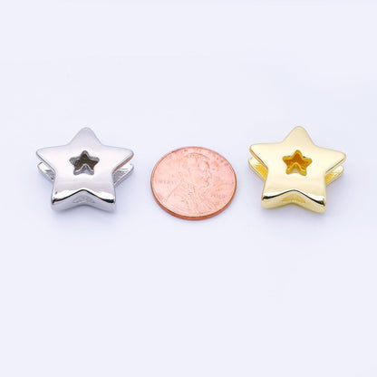 24K Gold Filled 21mm Minimalist Open Celestial Star Bead in Gold &amp; Silver | B854