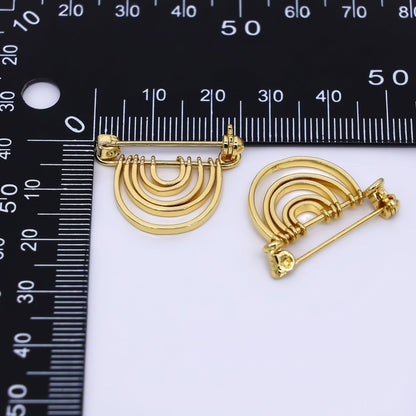 24K Gold Filled 21mm Rainbow Brooch Pin Findings | Z-1262