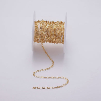 24K Gold Filled 2.1mm PaperClip Cable Unfinished Chain For Jewelry Making | ROLL-1384