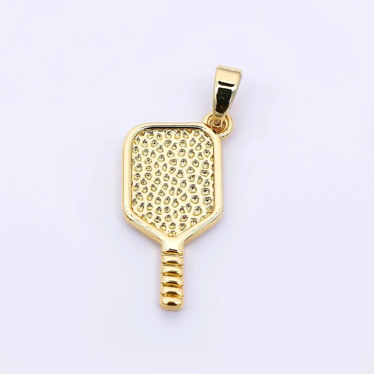 24K Gold Filled 21mm Textured Pickleball Paddle Racket Sports Charm | AH477