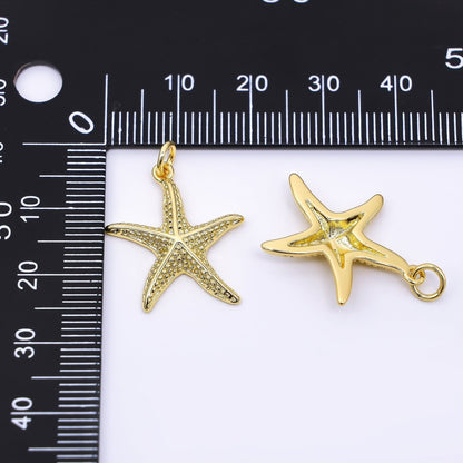 24K Gold Filled 22.5mm Dotted Sea Starfish Animal Charm | AF-540