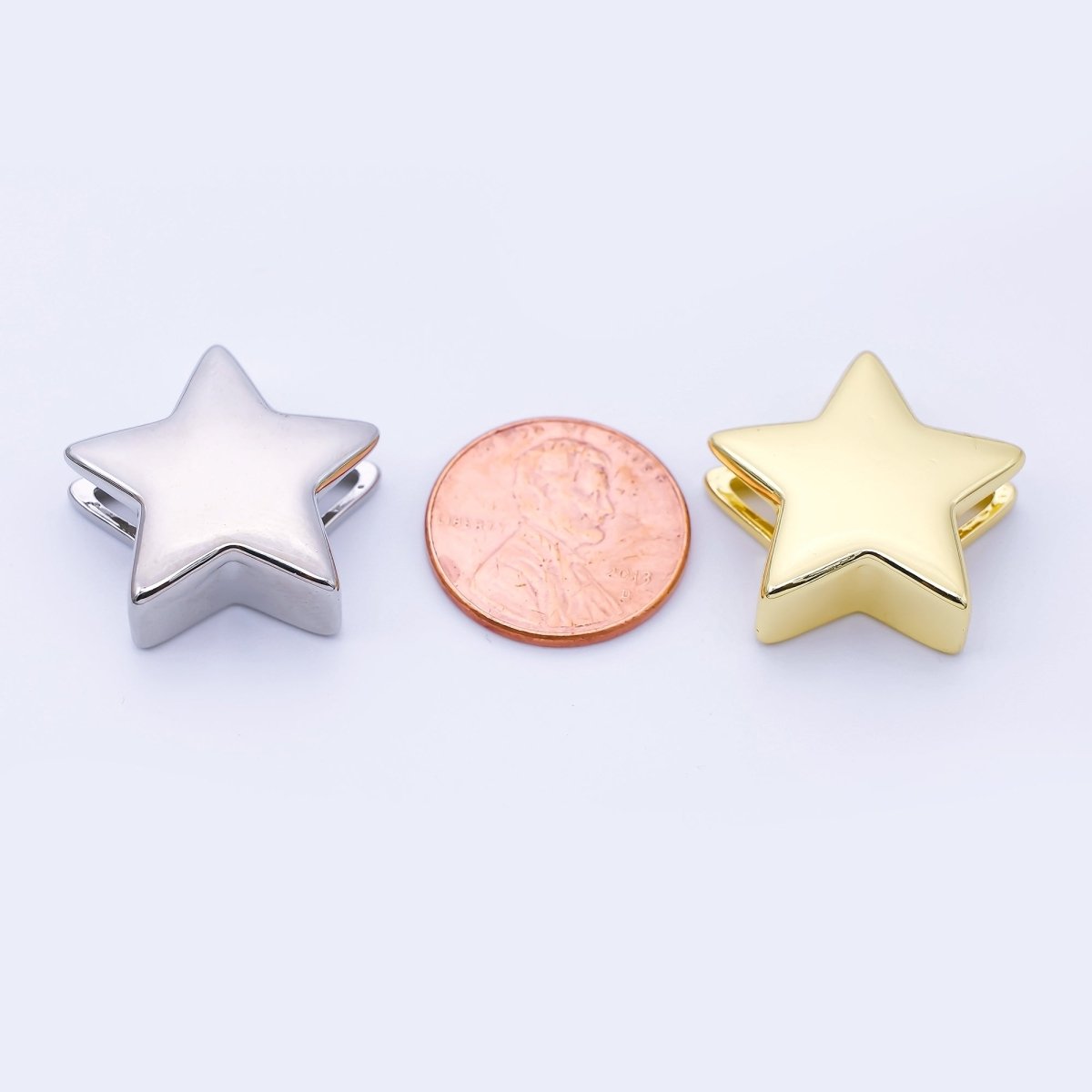 24K Gold Filled 22mm Celestial Star Minimalist Spacer Bead in Gold &amp; Silver | B860