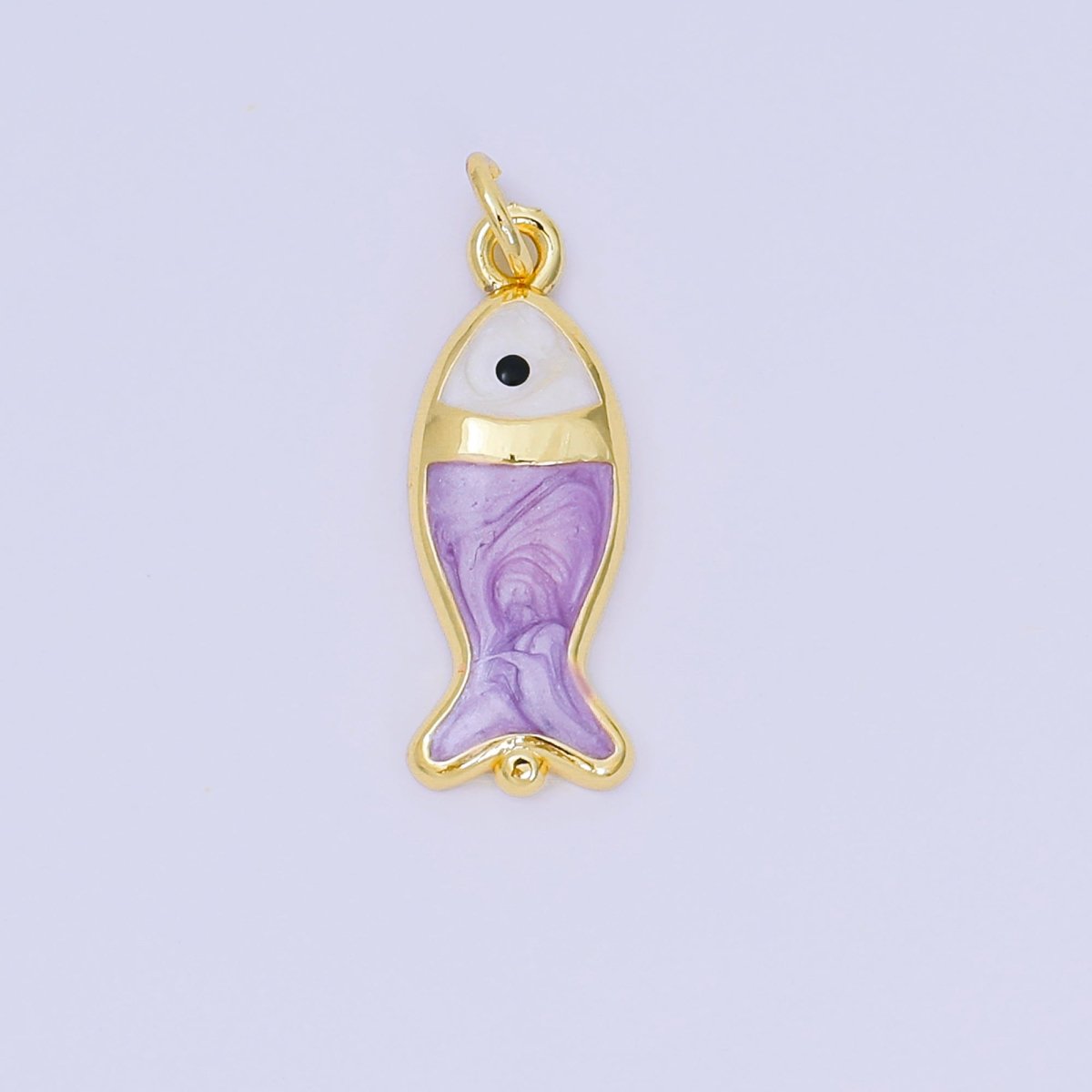 24K Gold Filled 22mm Enamel Pink Purple Blue Pastel Tiny Sea Fish Animal Charm | D-367 D-369