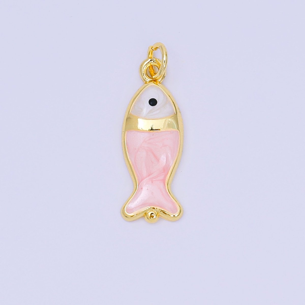 24K Gold Filled 22mm Enamel Pink Purple Blue Pastel Tiny Sea Fish Animal Charm | D-367 D-369