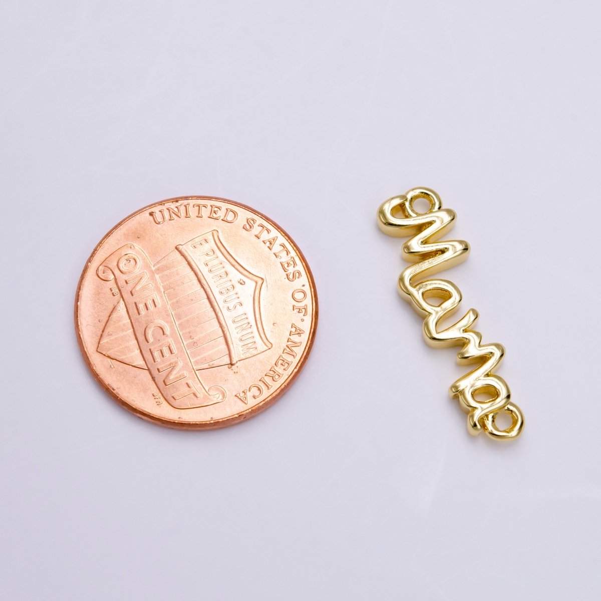 24K Gold Filled 22mm "Mama" Handwritten Script Sideway Sideway Connector  F836
