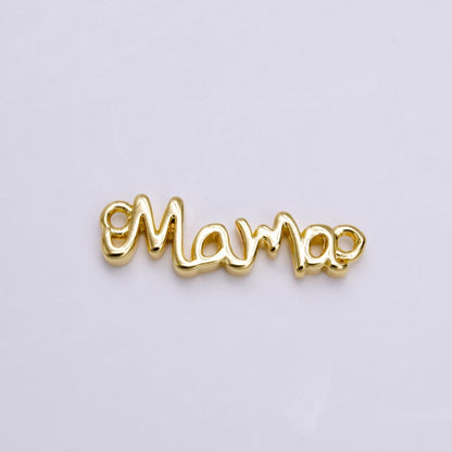 24K Gold Filled 22mm "Mama" Handwritten Script Sideway Sideway Connector  F836