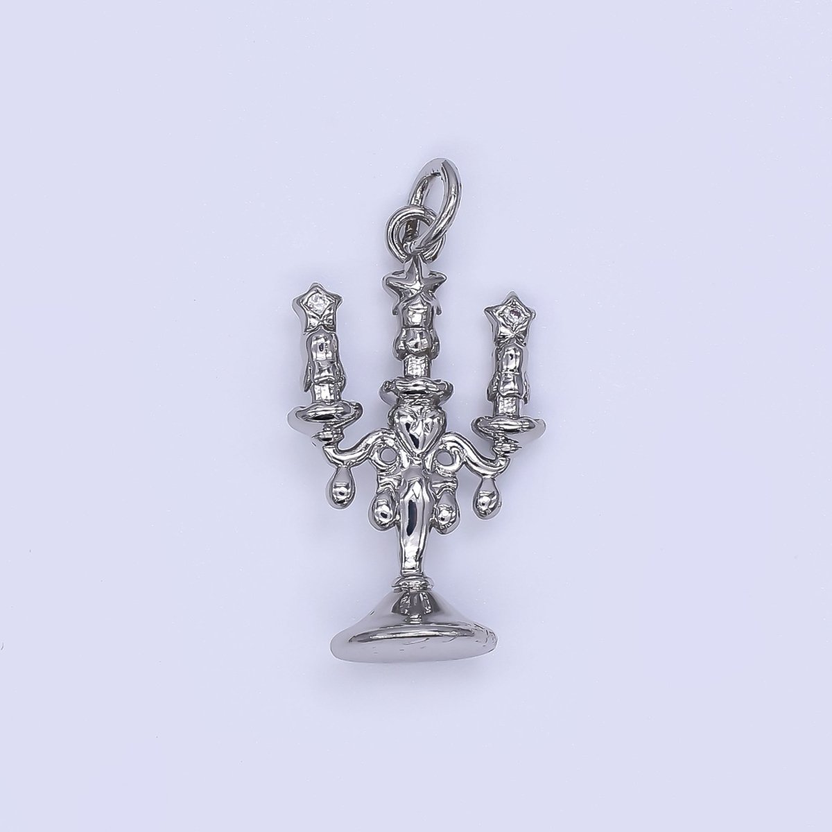 24K Gold Filled 22mm Micro Paved CZ Candlestick Holder Charm in Gold &amp; Silver | AJ-511