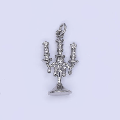 24K Gold Filled 22mm Micro Paved CZ Candlestick Holder Charm in Gold &amp; Silver | AJ-511