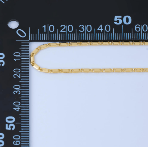 24K Gold Filled 2.2mm Minimalist Bar Unfinished Chain by Yard | ROLL-1737