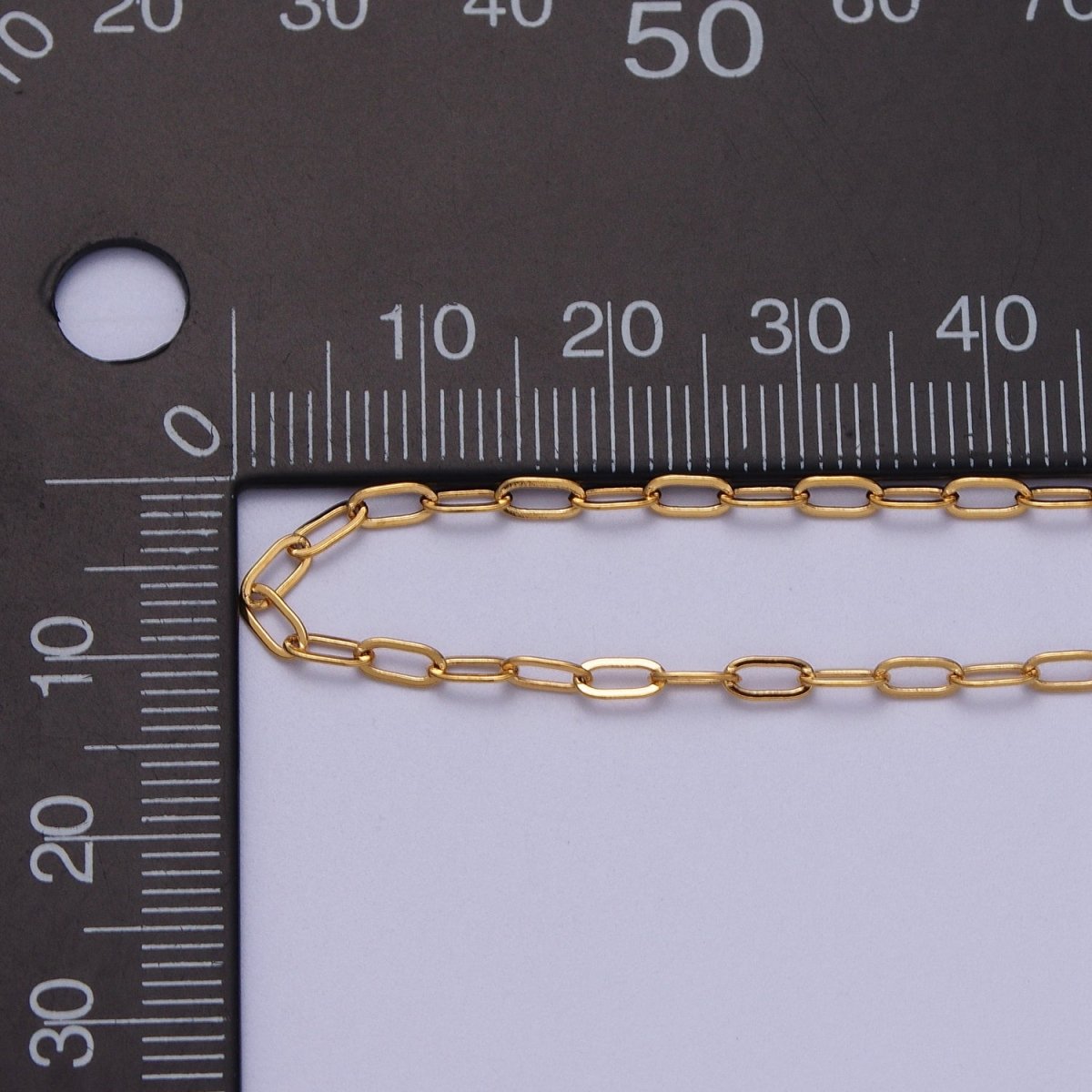 24K Gold Filled 2.2mm Paperclip Cable Gold, Silver Unfinished Chain | ROLL-968, ROLL-969