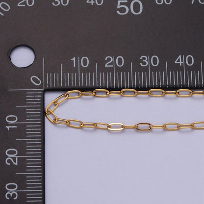 24K Gold Filled 2.2mm Paperclip Cable Gold, Silver Unfinished Chain | ROLL-968, ROLL-969