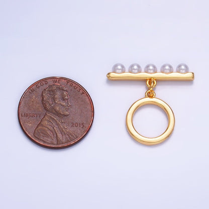 24K Gold Filled 22mm Shell Pearl Minimalist Toggle Clasps Closure Findings in Gold &amp; Silver | Z1038