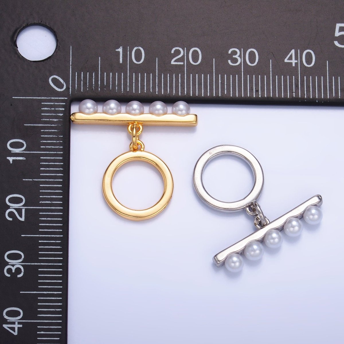 24K Gold Filled 22mm Shell Pearl Minimalist Toggle Clasps Closure Findings in Gold &amp; Silver | Z1038