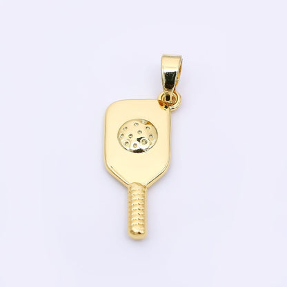 24K Gold Filled 22mm Power Paddle Pickle Ball Racket Sport Charm | AH-476