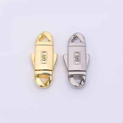 24K Gold Filled 22mm Rectangular Box Double Sided Lobster Clasp Closure Findings in Gold &amp; Silvder | Z-1310