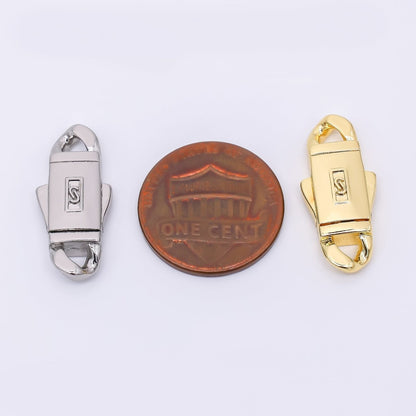 24K Gold Filled 22mm Rectangular Box Double Sided Lobster Clasp Closure Findings in Gold &amp; Silvder | Z-1310