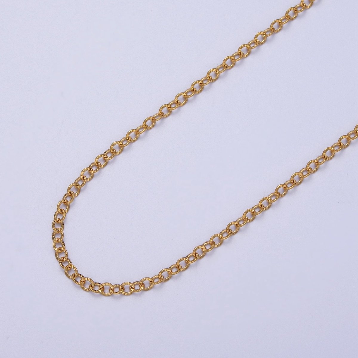 24K Gold Filled 2.2mm Sunburst Rolo Cable Unfinished Textured Chain in Gold &amp; Silver | ROLL-937 ROLL-938 Clearance Pricing
