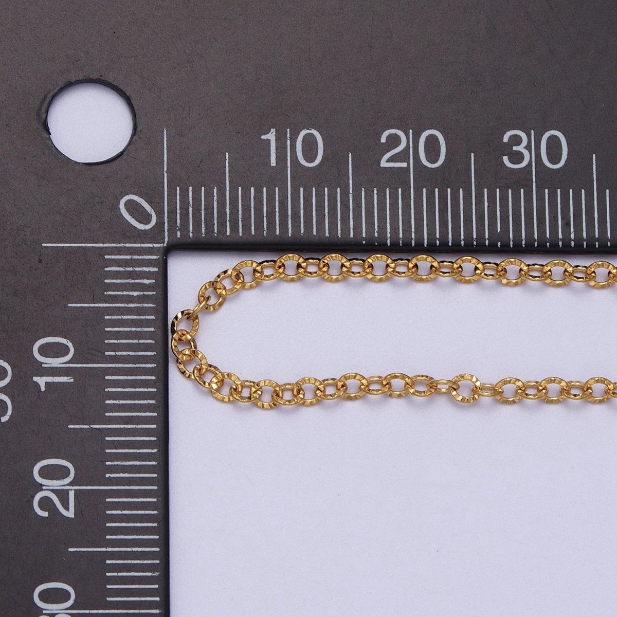 24K Gold Filled 2.2mm Sunburst Rolo Cable Unfinished Textured Chain in Gold &amp; Silver | ROLL-937 ROLL-938 Clearance Pricing
