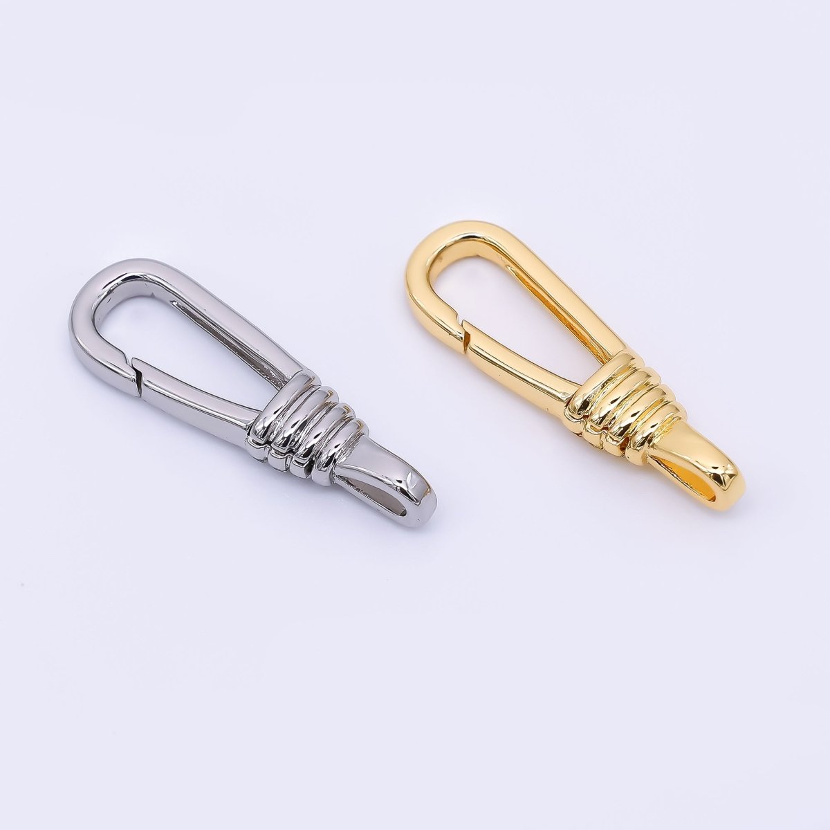 24K Gold Filled 23.5mm Triple Lined Push Gate Clasp Closure Finding in Gold &amp; Silver | Z-1314