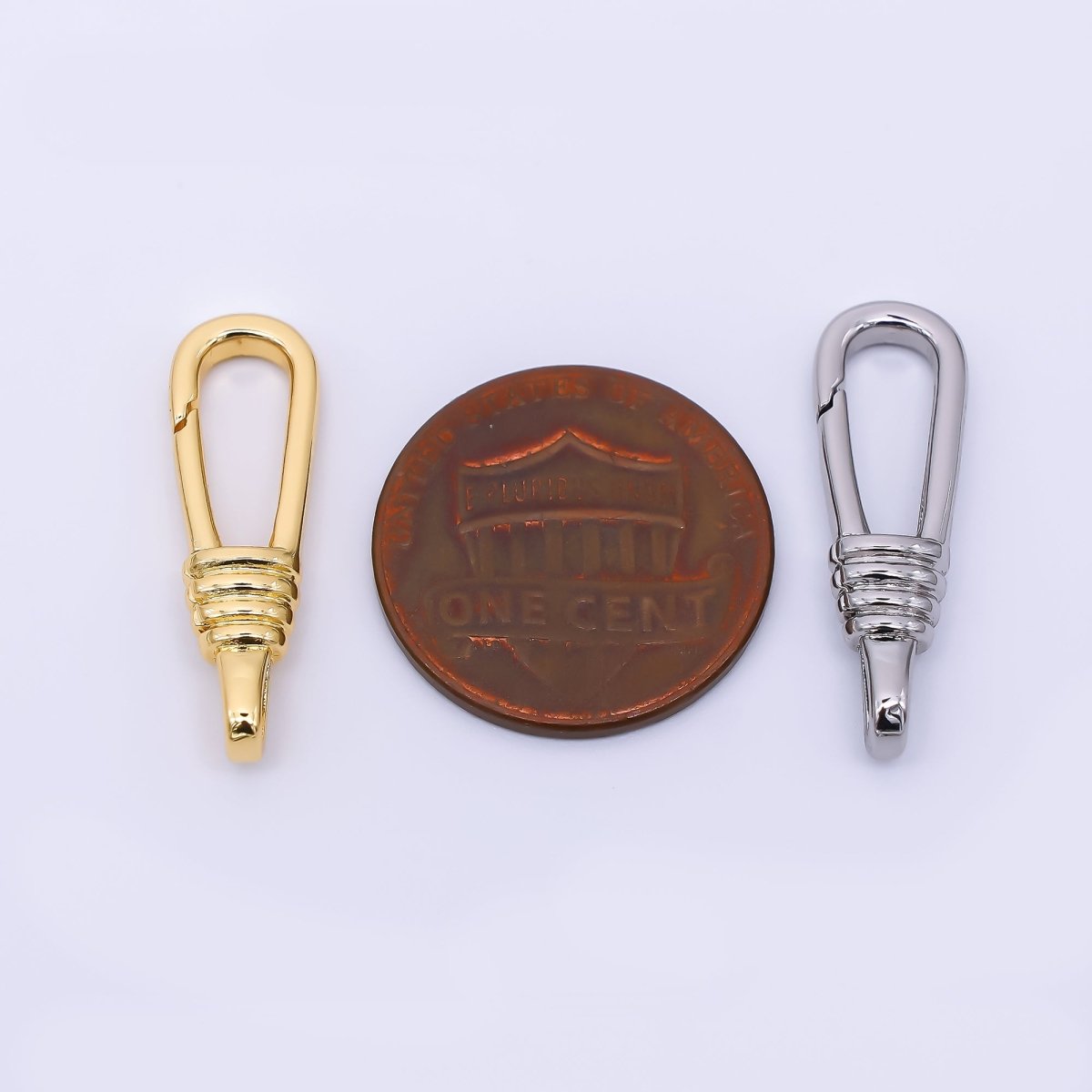 24K Gold Filled 23.5mm Triple Lined Push Gate Clasp Closure Finding in Gold &amp; Silver | Z-1314