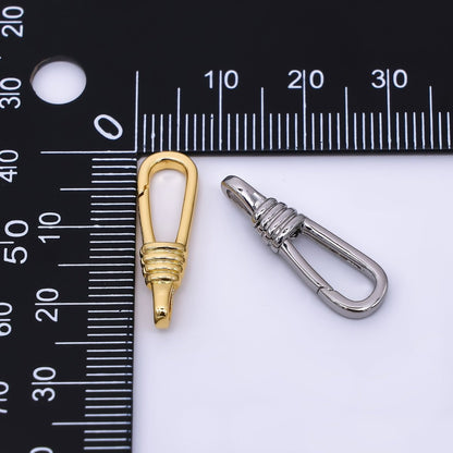 24K Gold Filled 23.5mm Triple Lined Push Gate Clasp Closure Finding in Gold &amp; Silver | Z-1314