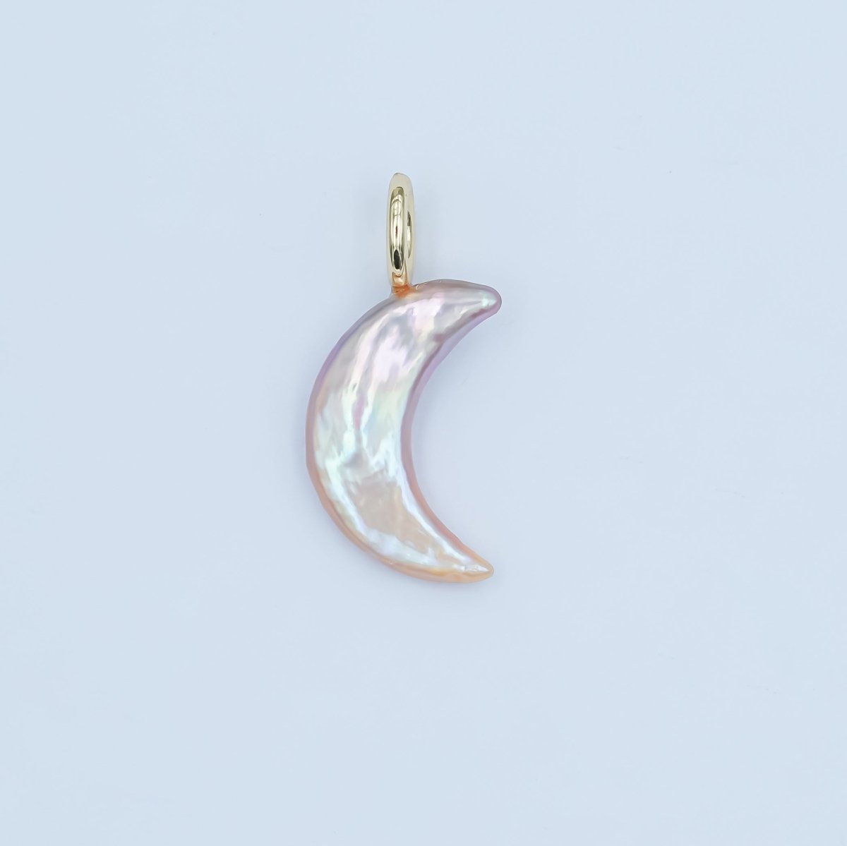 24K Gold Filled 23mm Freshwater Pearl Crescent Moon Celestial Pendant | P1660.